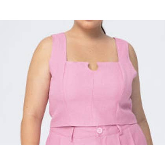 Cider Cutout Front Crop Tank Top Pink 1X - Picture 2 of 7